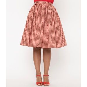 NWT Unique Vintage Red Gingham Heart Skirt